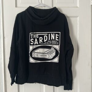 San Pedro California The Sardine Zip-Up Hoodie with White Drawstrings